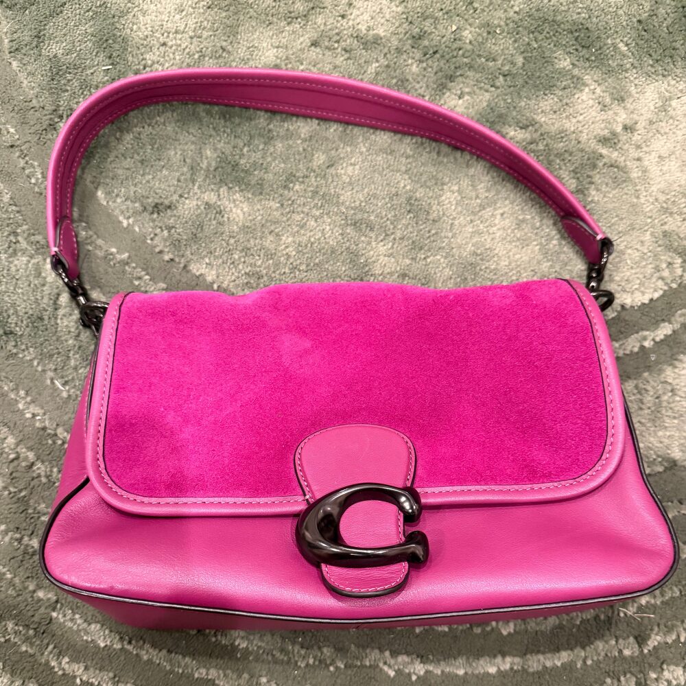 Coach Soft Tabby in Leather/Suede Magenta with Gunmetal Hardware